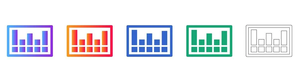Data Dashboard Bar Chart Icons Set Stockillustratie