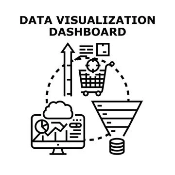 Data dashboard displaying financial analysis, e commerce metrics, and custome 스톡 일러스트