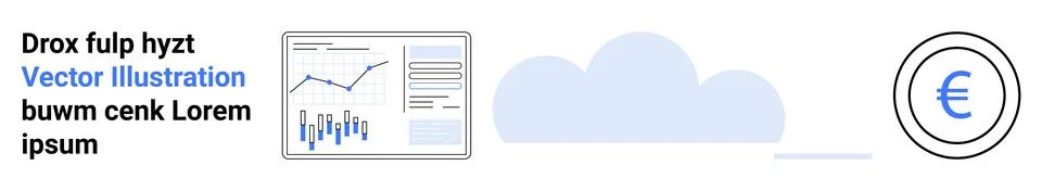 Data Dashboard with Graphs, Cloud Icon, and Euro Currency Symbol Illustrazione stock