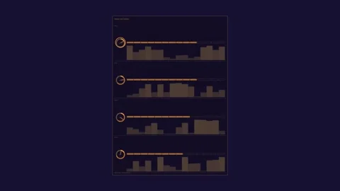 Data Dashboard HUD With Bar Charts Seamless Loop Stock Footage 342134703