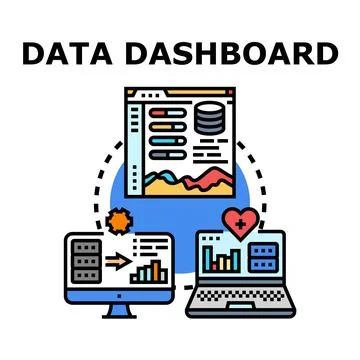 Data dashboard icon visualizing business analytics and digital information Stockillustratie