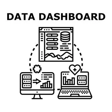 Data dashboard icon visualizing business analytics and digital information Stock Illustration