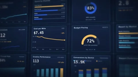 Data Dashboard Media Buying Analytics Digital Marketing Performance Metrics Stock Footage 342477979