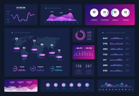 Data dashboard. Modern infographic ui interface, admin panel with graphs, chart イラスト素材