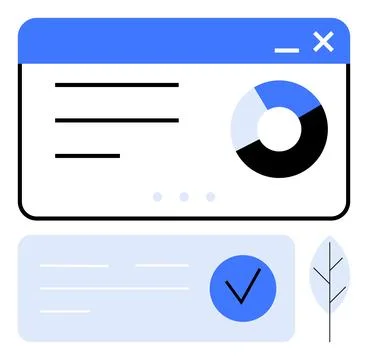 Data Dashboard with Pie Chart, Checklist, and Minimalist Design Elements in.. Stock Illustration
