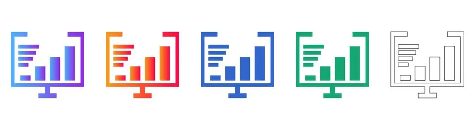 Data Dashboard Presentation Icon Set Illustrazione stock