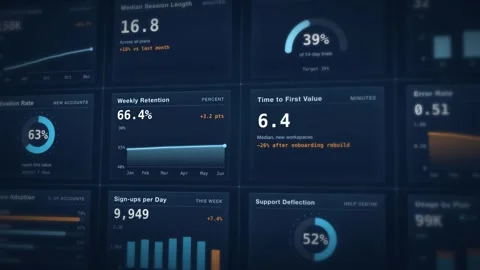 Data Dashboard User Interface Animation Seamless Loop Metrics Display Analytics Stock Footage 342477978