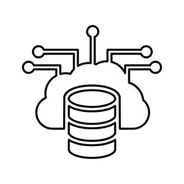 Data, database icon. Line, outline design. Stock Illustration