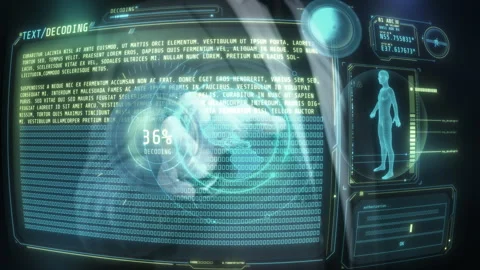 Data decoding on the augmented reality panel. Video stock 249303530