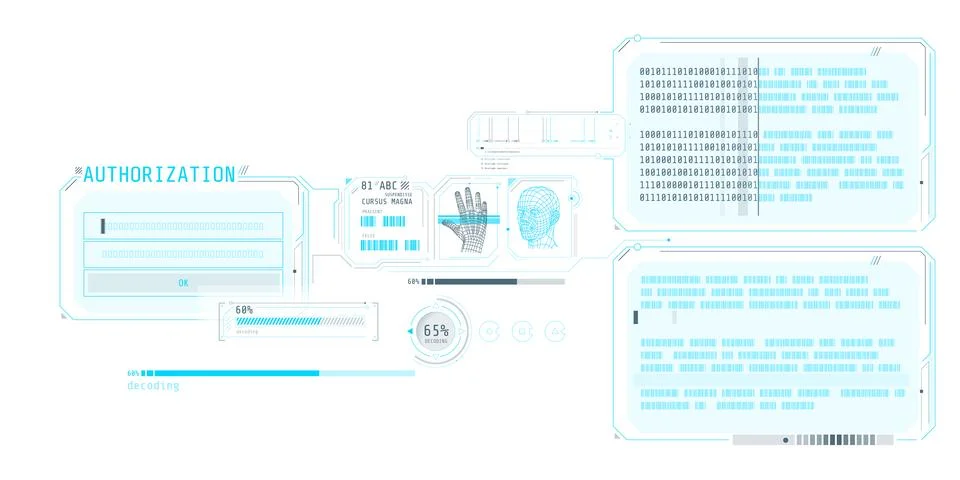 Data decoding program interface with authorization window. Stock Illustration