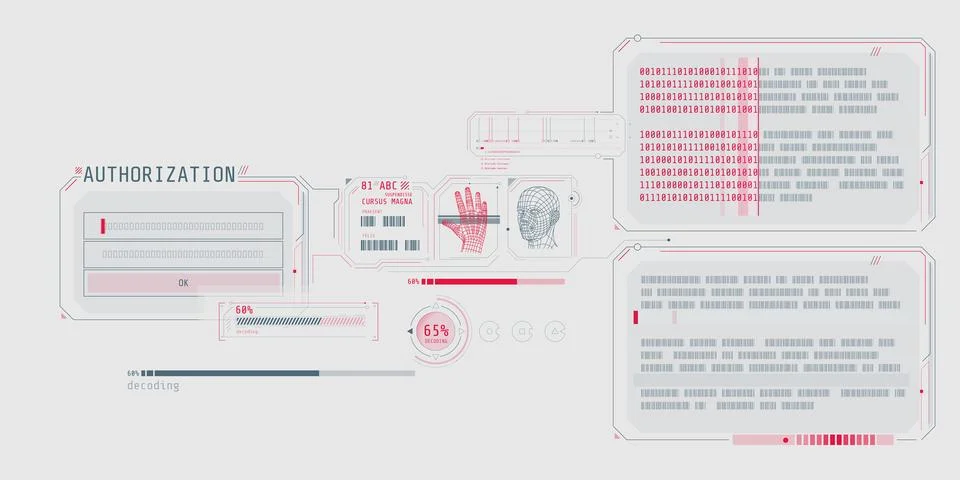 Data decoding program interface with authorization window. Stock Illustration