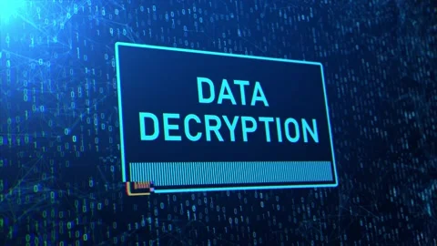Data Decryption message over computer hacking screen glitch background Video stock 196932955