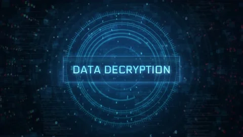 Data Decryption message over computer hacking tech glitch background Video stock 197016249
