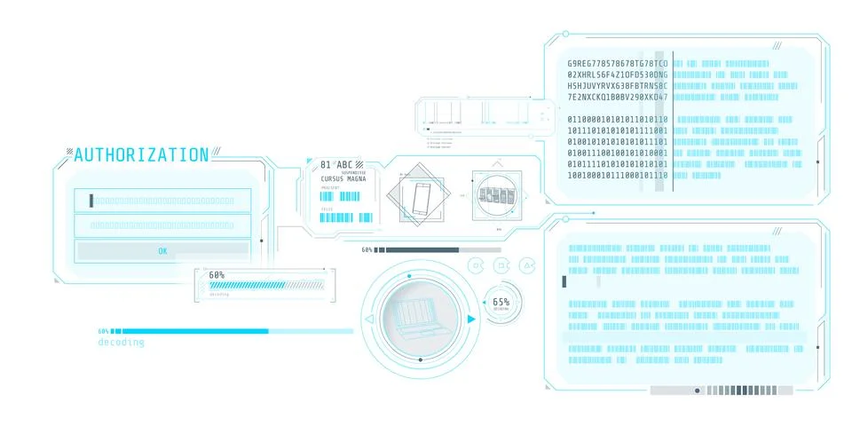 Data decryption program interface with authorization window. 스톡 일러스트
