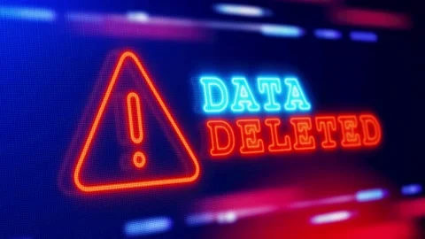 Data Deleted Warning Alert Screen loop Blinking glitch Animation. Stock Footage 218972791