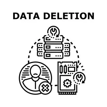Data deletion process with server system and user privacy Stock Illustration