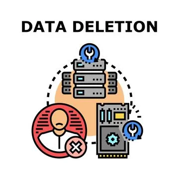Data deletion process with server system and user privacy Stock Illustration