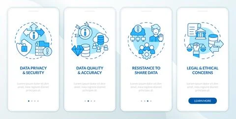 Data democratization concept with blue thin line icons Stock Illustration