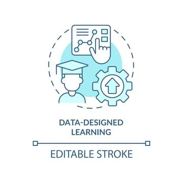 Data-designed learning turquoise concept icon Stock Illustration