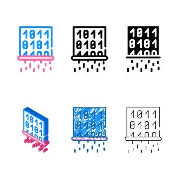 Data designs deletion color icon vector line Stock Illustration