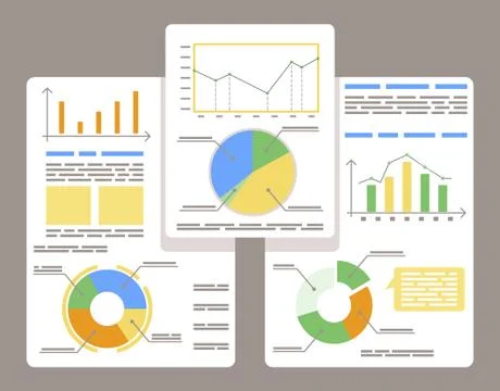 Data Diagrams, Graphics and Chart on Board, Report Illustrazione stock