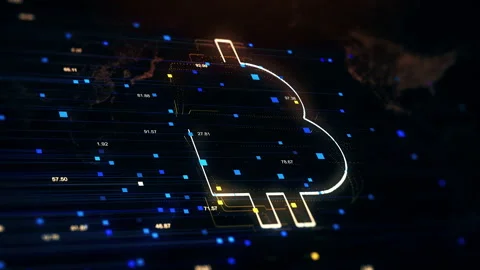 Data Digital Bitcoin and other particles Stock Footage 238993804