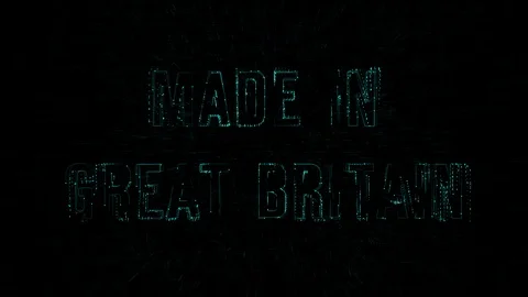 Data digital code with blue text "Made in Great Britain" Video stock 106480281
