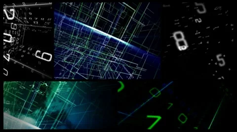 Data digital split screen Stock Footage 7768574