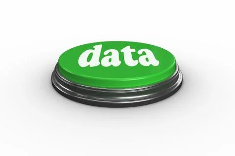 Data on digitally generated green push button Stock Illustration