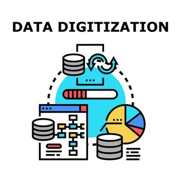 Data digitization process concept illustrating digital transformation Stock Illustration