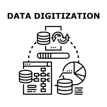 Data digitization process concept illustrating digital transformation Stock Illustration