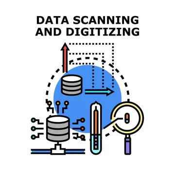 Data digitizing and scanning concept vector illustration イラスト素材