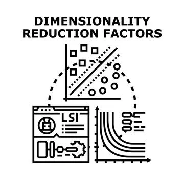 Data dimensionality reduction factors analysis concept 库存插图