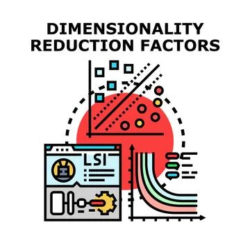 Data dimensionality reduction factors analysis concept Stock Illustration