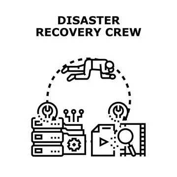 Data disaster recovery crew working on system restoration Stock Illustration