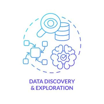 Data discovery and exploration blue gradient concept icon Stock Illustration