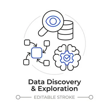 Data discovery and exploration duotone line art concept icon Stock Illustration