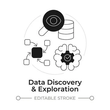 Data discovery and exploration modern flat line concept icon Stock Illustration