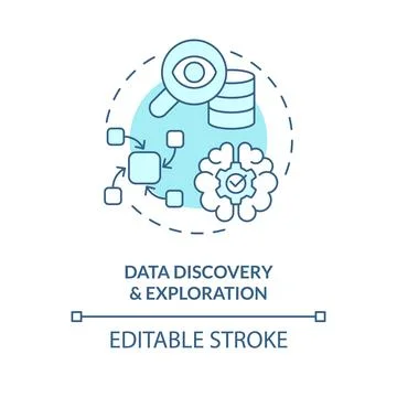 Data discovery and exploration turquoise concept icon Stock Illustration