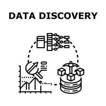 Data discovery extracting information and analyzing business intelligence イラスト素材