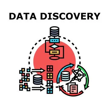 Data discovery process analyzing stored information Illustrazione stock