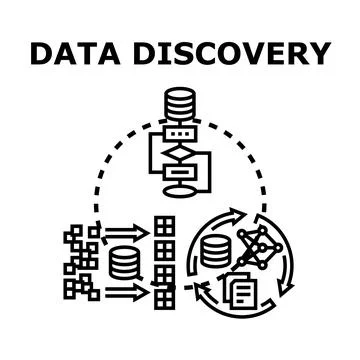 Data discovery process analyzing stored information Stock Illustration