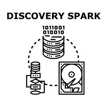 Data discovery spark connecting digital information processing Stockillustratie