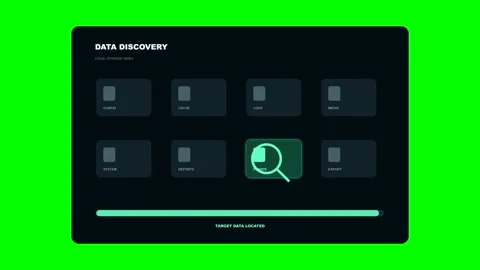 Data discovery UI animation with magnifying glass 스톡 동영상 346981874