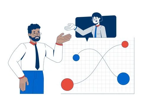 Data discussion and analysts collaboration 2D illustration concept イラスト素材