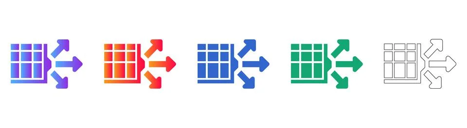 Data Distribution and Grid Icons Stock Illustration