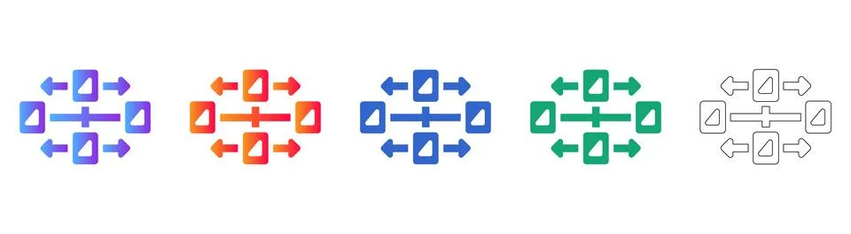 Data Distribution and Network Flow Icons 库存插图