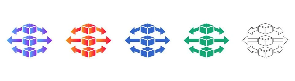 Data Distribution and Scalability Icons Set Illustrazione stock