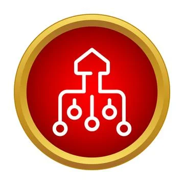 Data distribution network icon on red circle Illustrazione stock