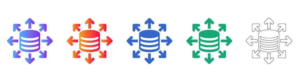 Data Distribution Network Icons Stock Illustration